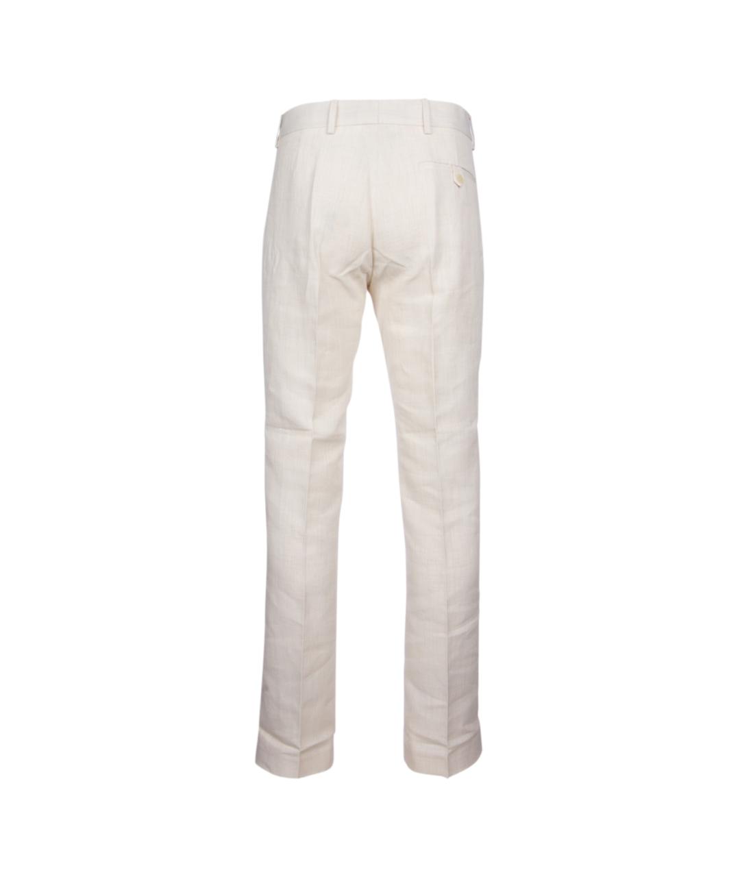 JACQUEMUS Белые льняные прямые брюки, фото 2