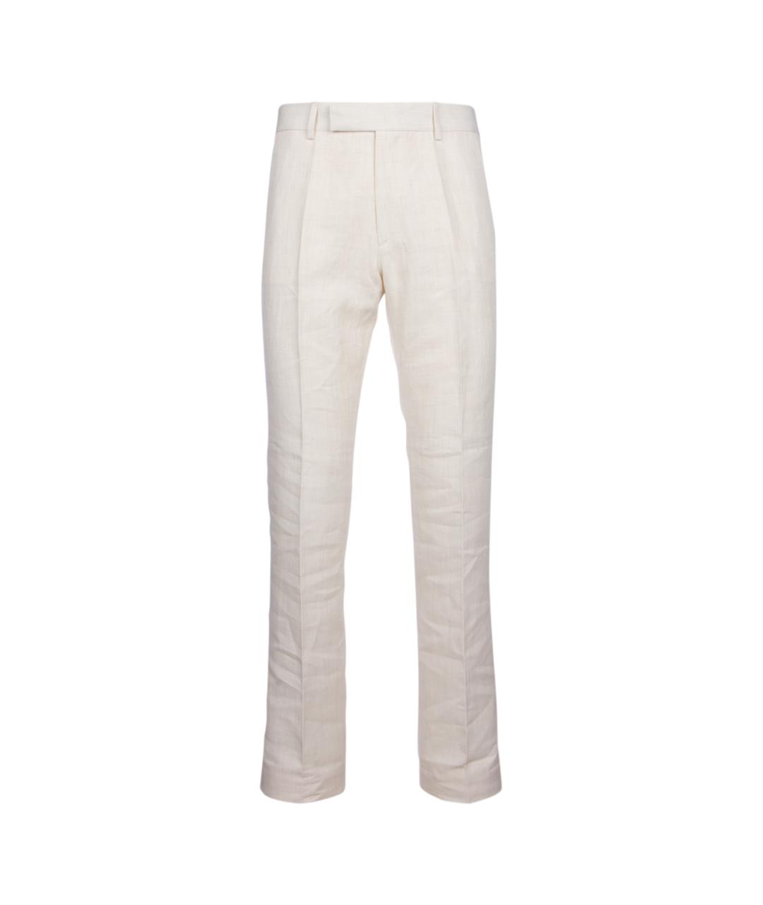 JACQUEMUS Белые льняные прямые брюки, фото 1