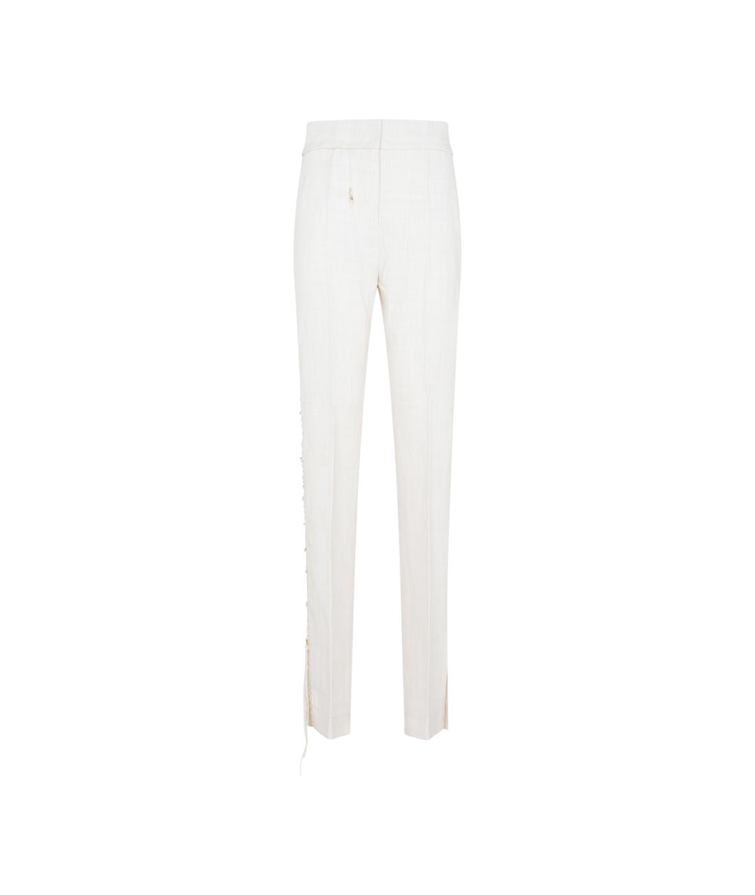 JACQUEMUS Белые льняные прямые брюки, фото 1