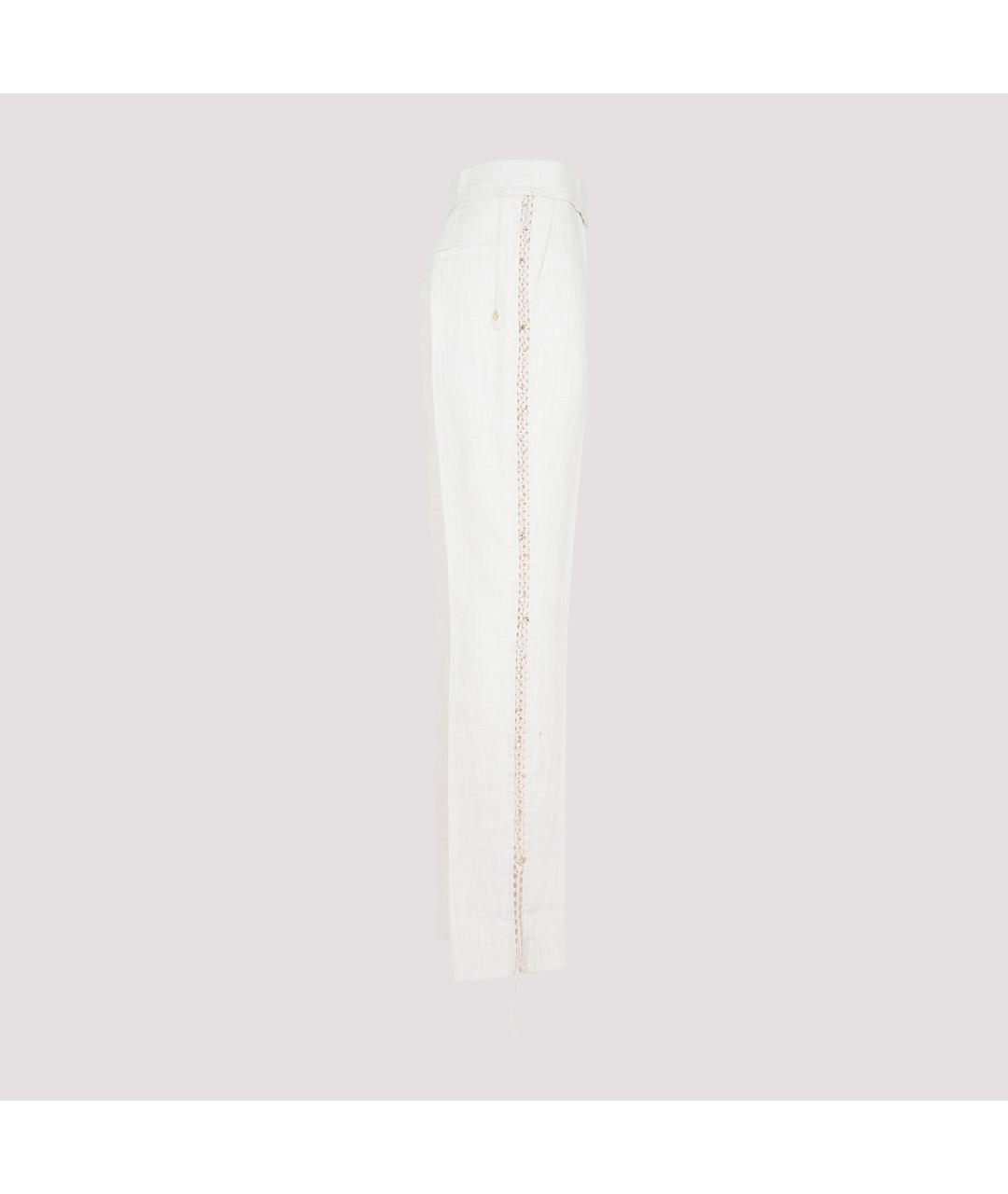 JACQUEMUS Белые льняные прямые брюки, фото 4