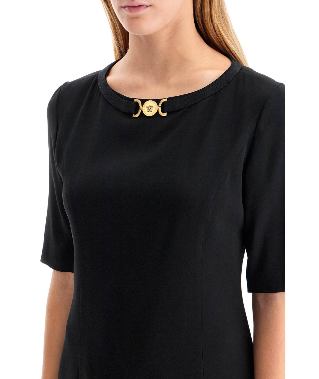 VERSACE Черное синтетическое повседневное платье, фото 4