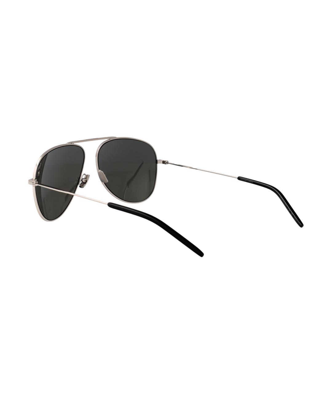 SAINT LAURENT Серебряные металлические солнцезащитные очки, фото 4