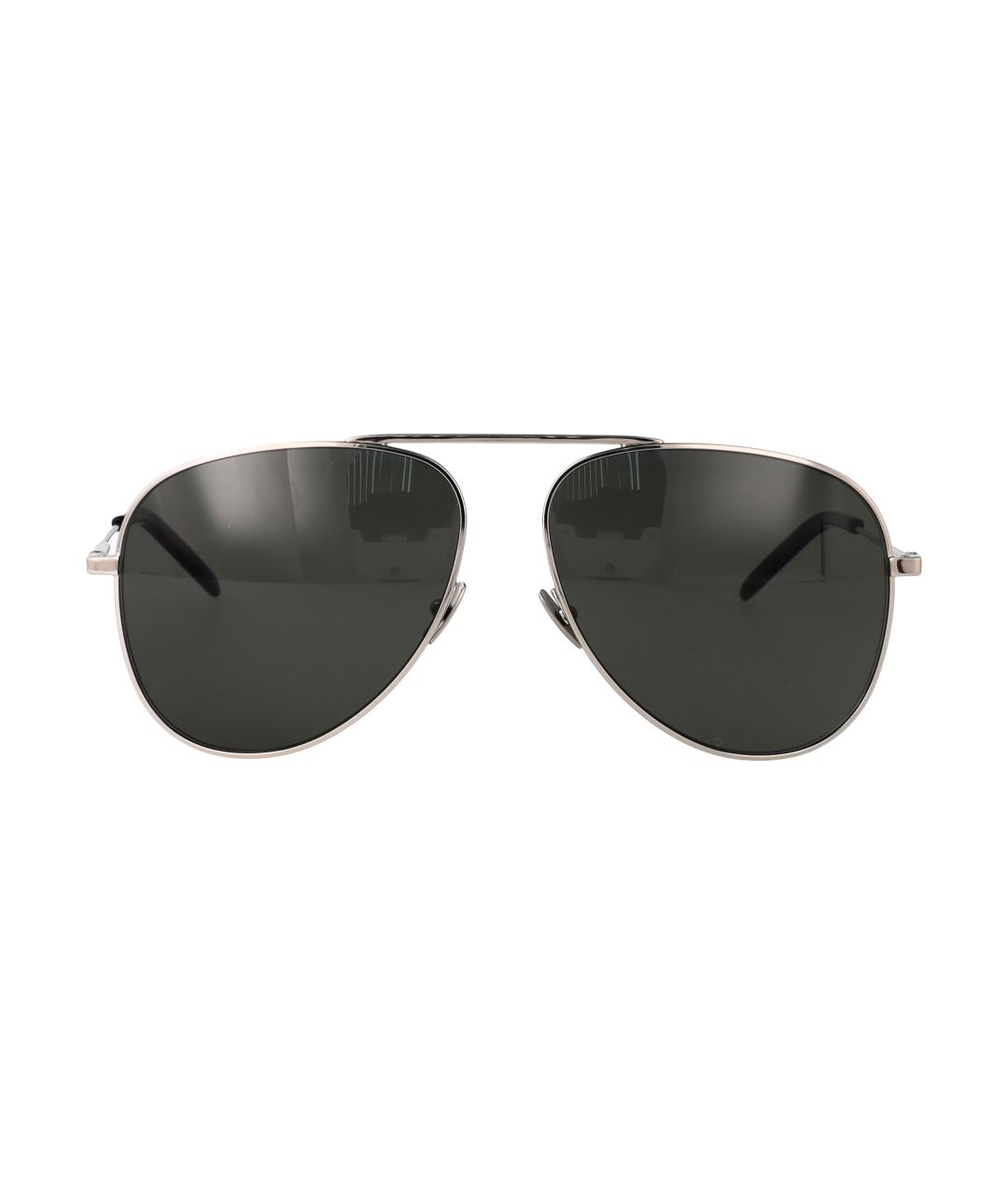 SAINT LAURENT Серебряные металлические солнцезащитные очки, фото 1
