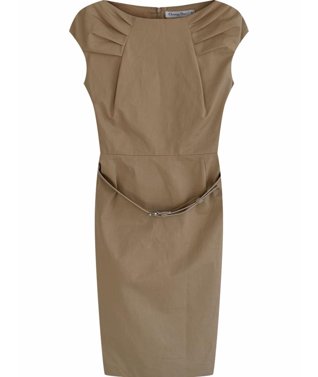 CHRISTIAN DIOR Бежевое хлопко-эластановое платье, фото 1