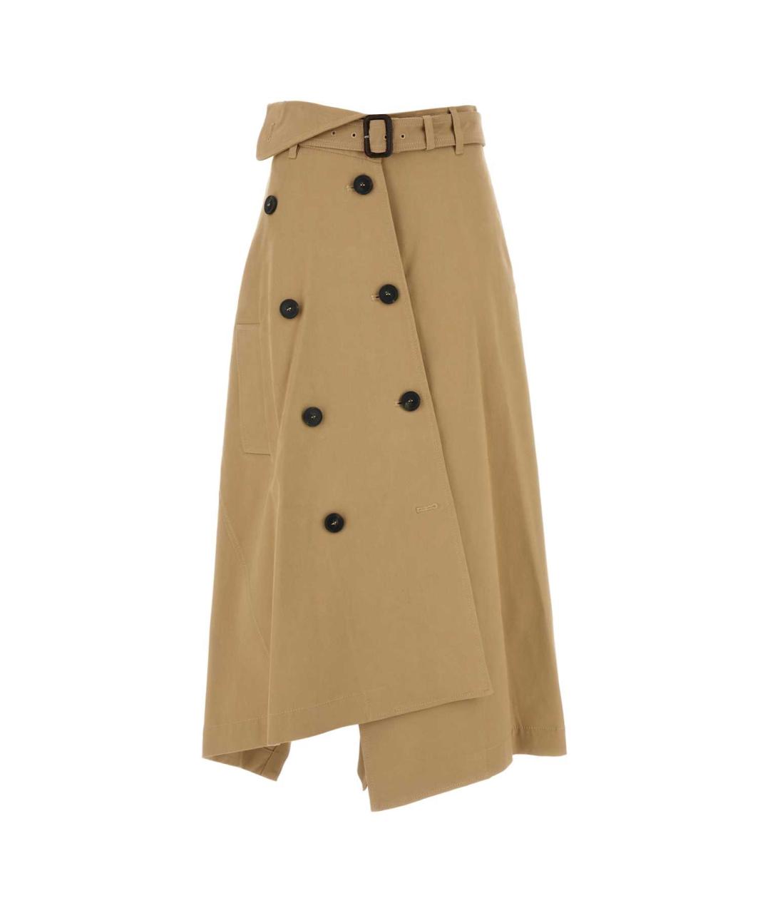 WEEKEND MAX MARA Бежевая хлопко-эластановая юбка миди, фото 1