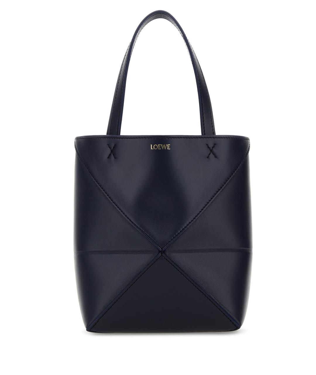 LOEWE Темно-синяя кожаная сумка тоут, фото 1