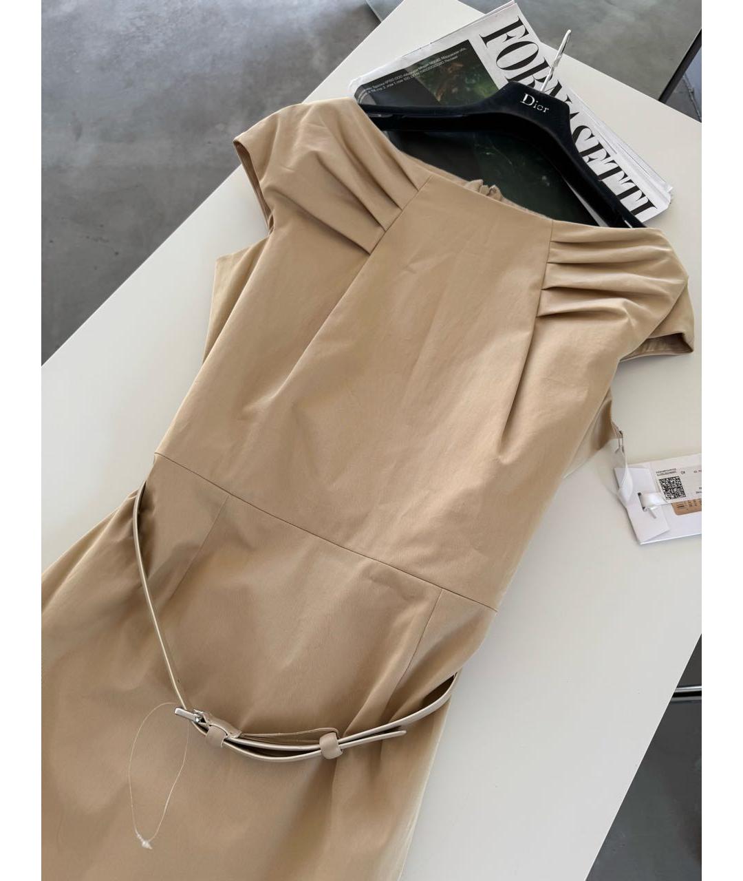 CHRISTIAN DIOR Бежевое хлопко-эластановое платье, фото 3
