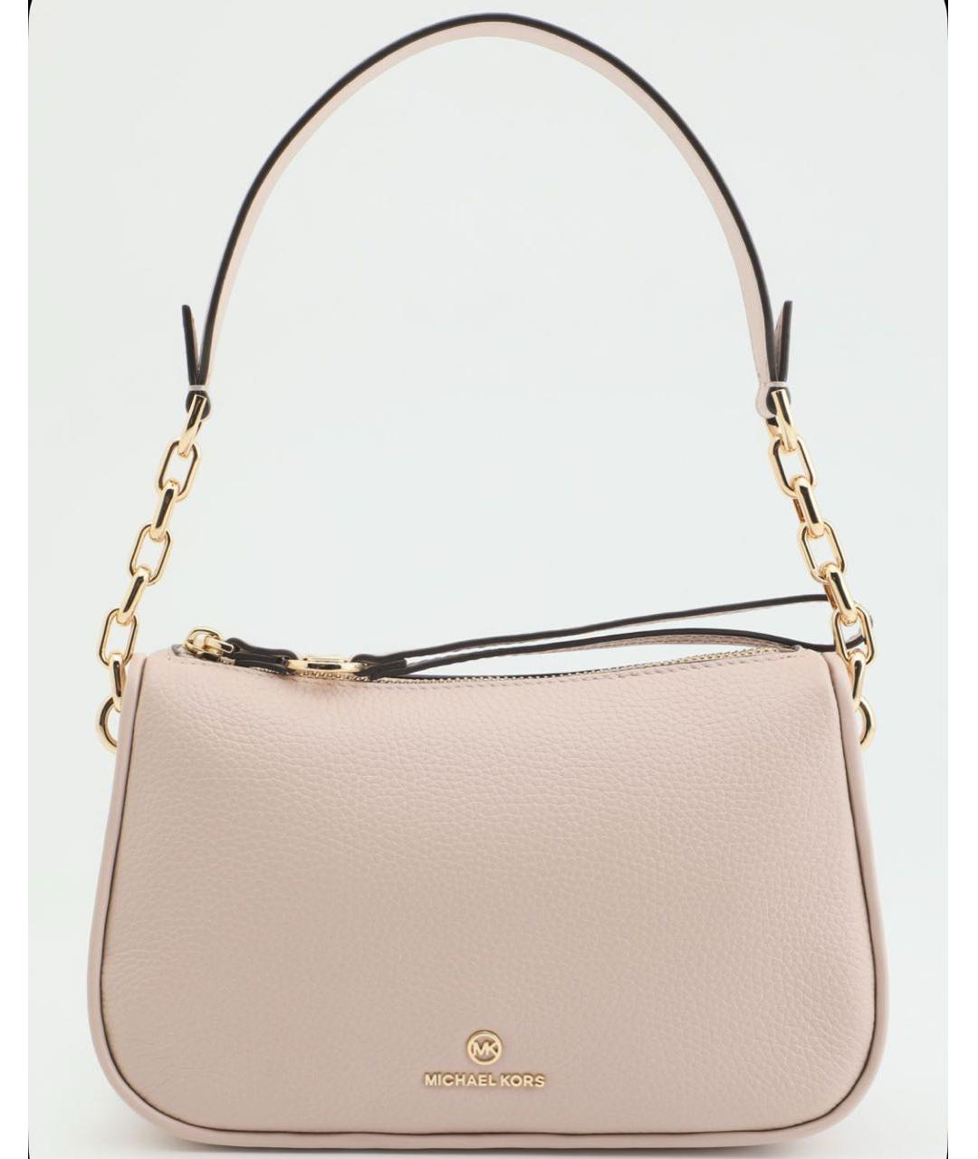 MICHAEL KORS Бежевая кожаная сумка через плечо, фото 3