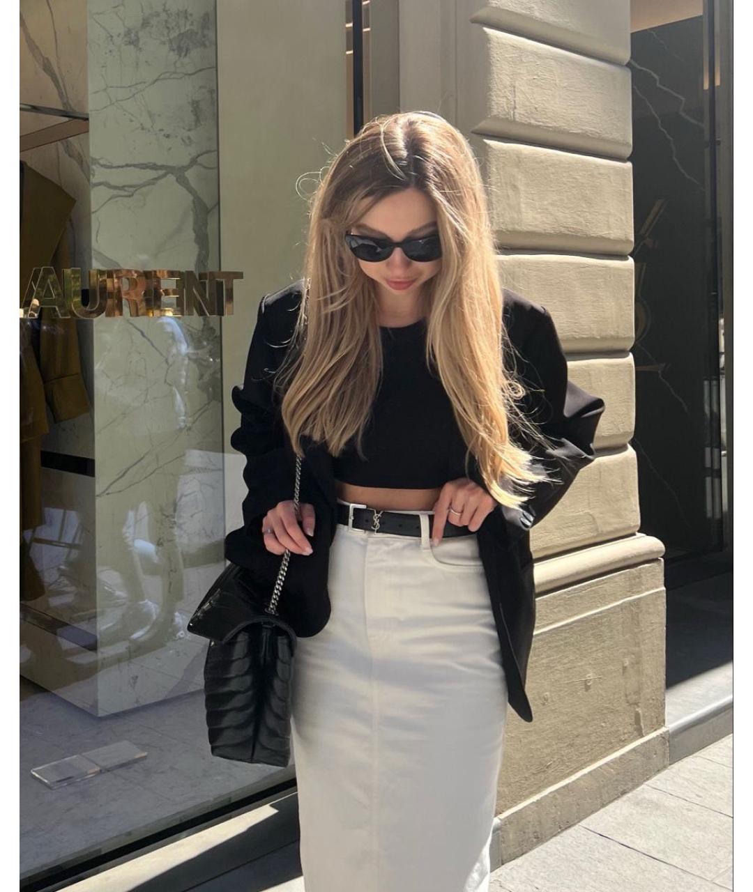 SAINT LAURENT Черный кожаный ремень, фото 8
