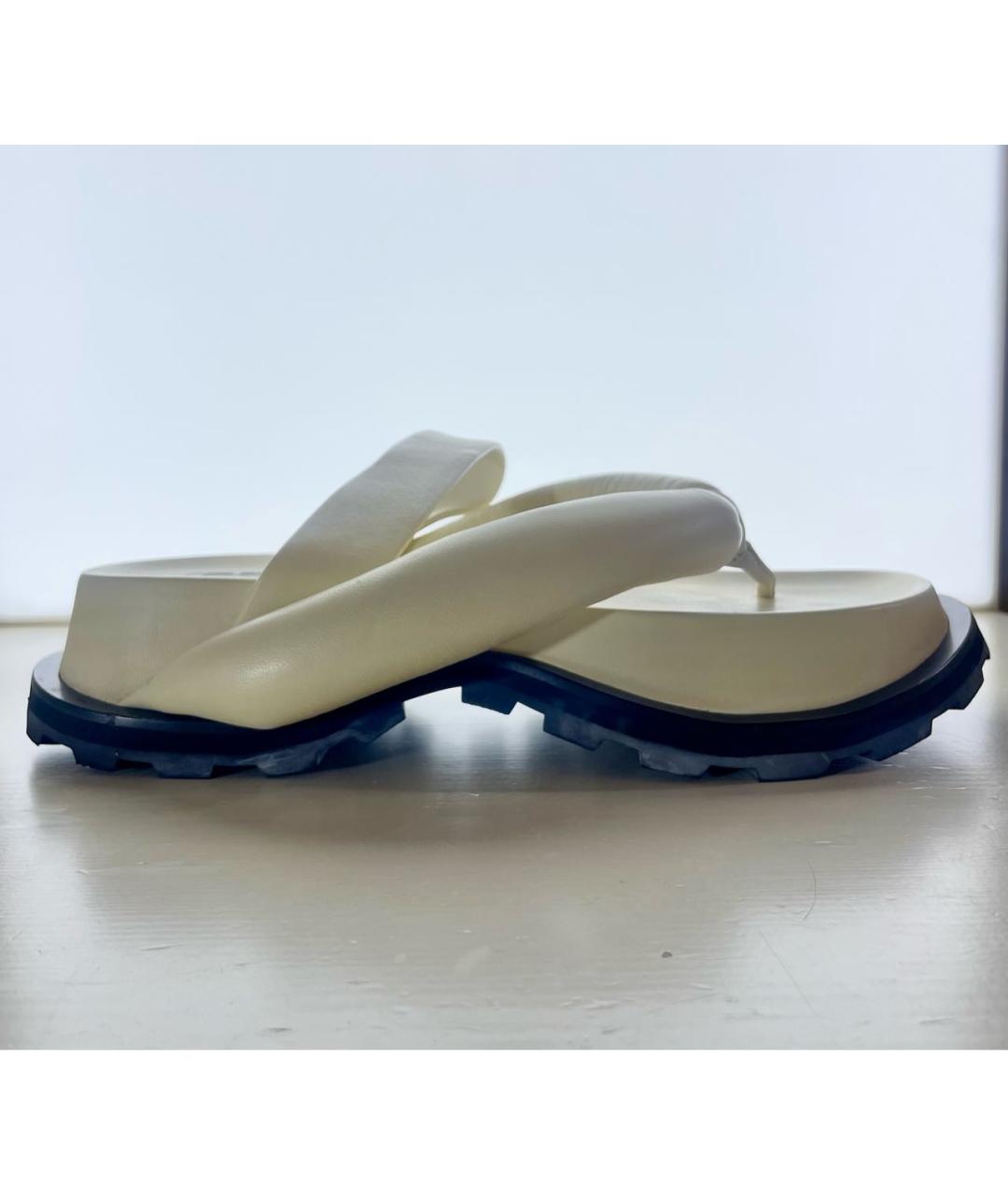 JIL SANDER Бежевые кожаные сандалии, фото 9