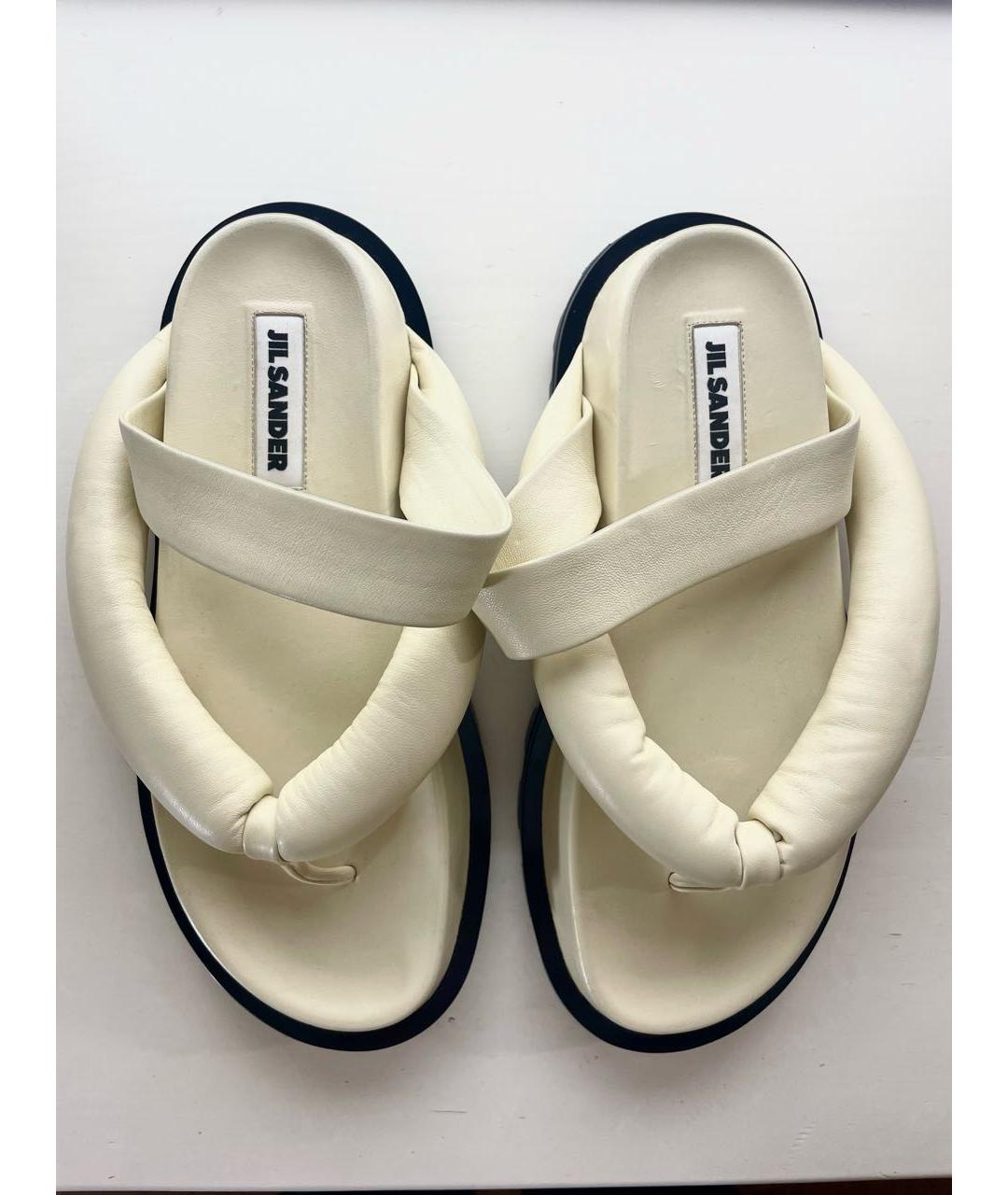 JIL SANDER Бежевые кожаные сандалии, фото 2