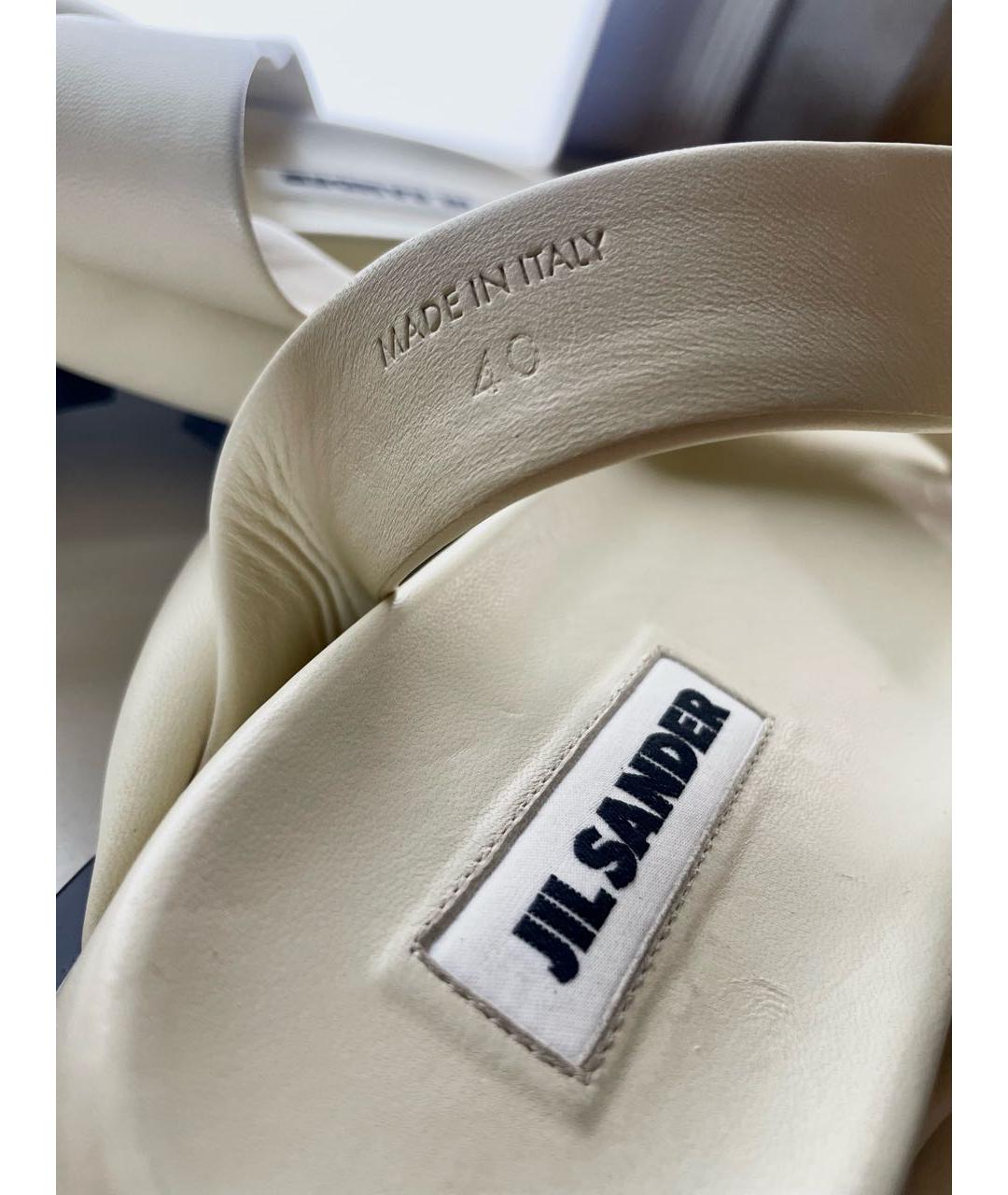 JIL SANDER Бежевые кожаные сандалии, фото 4