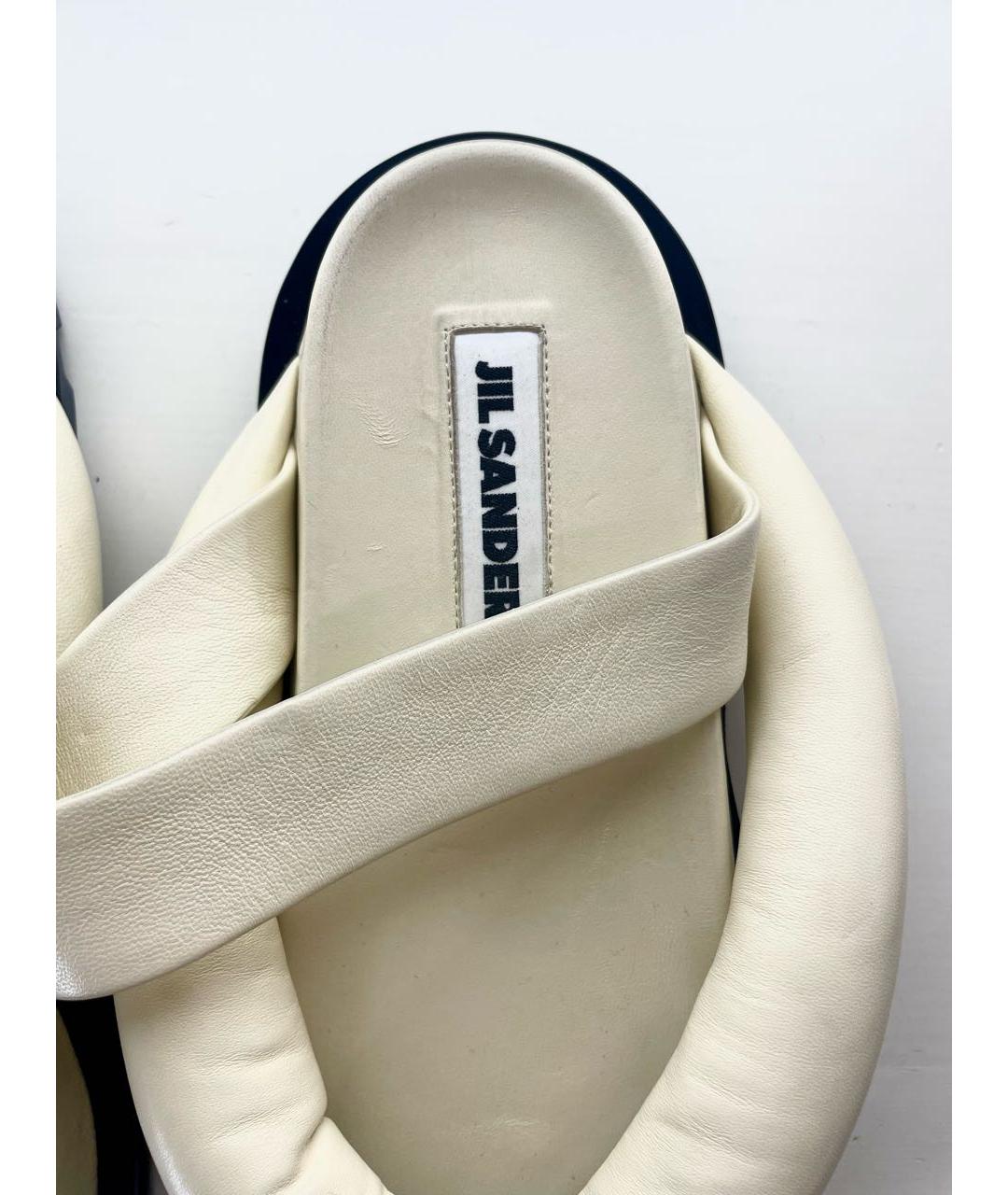 JIL SANDER Бежевые кожаные сандалии, фото 3
