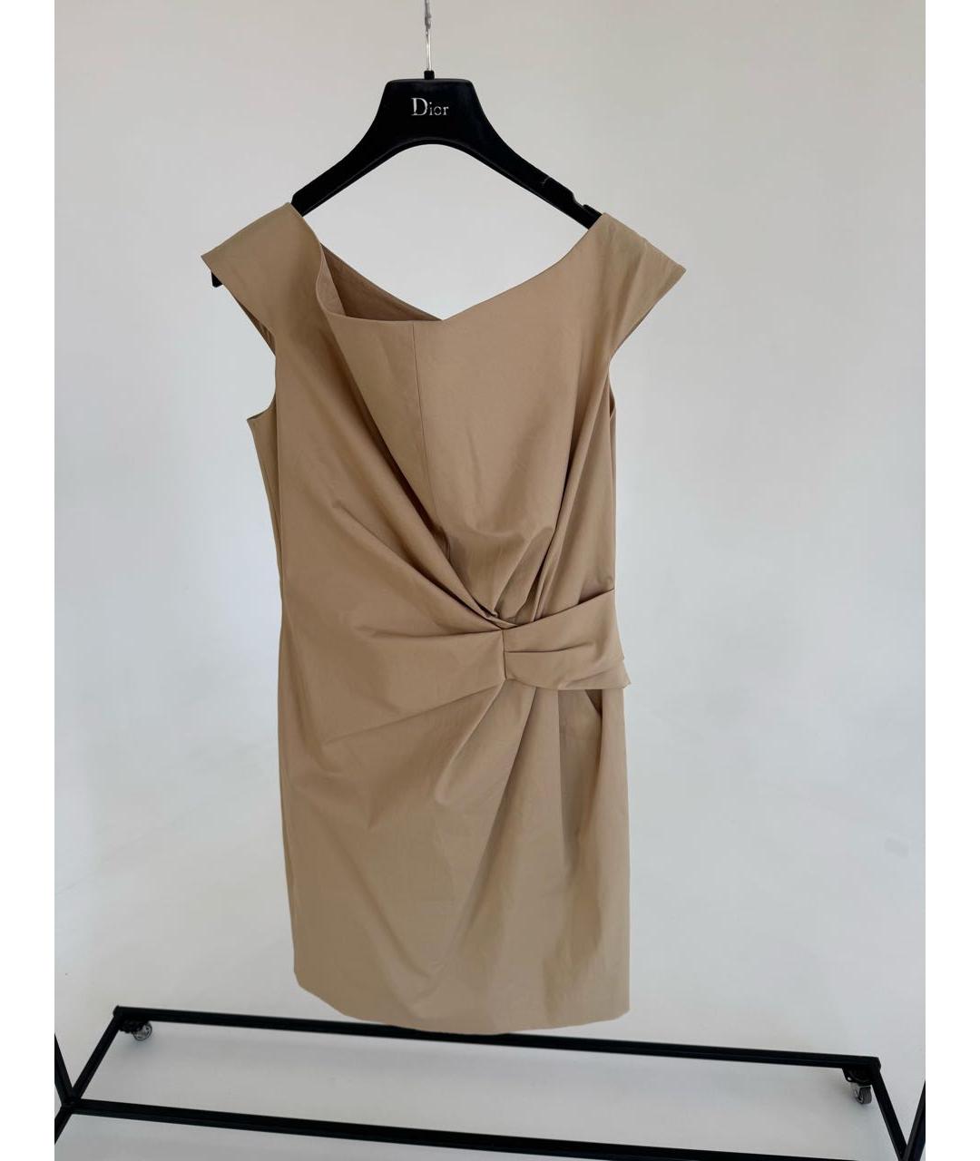 CHRISTIAN DIOR Бежевое хлопко-эластановое платье, фото 3