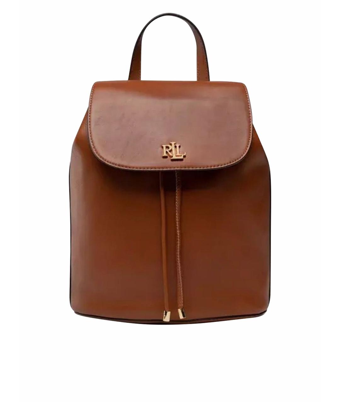 RALPH LAUREN Коричневый кожаный рюкзак, фото 1