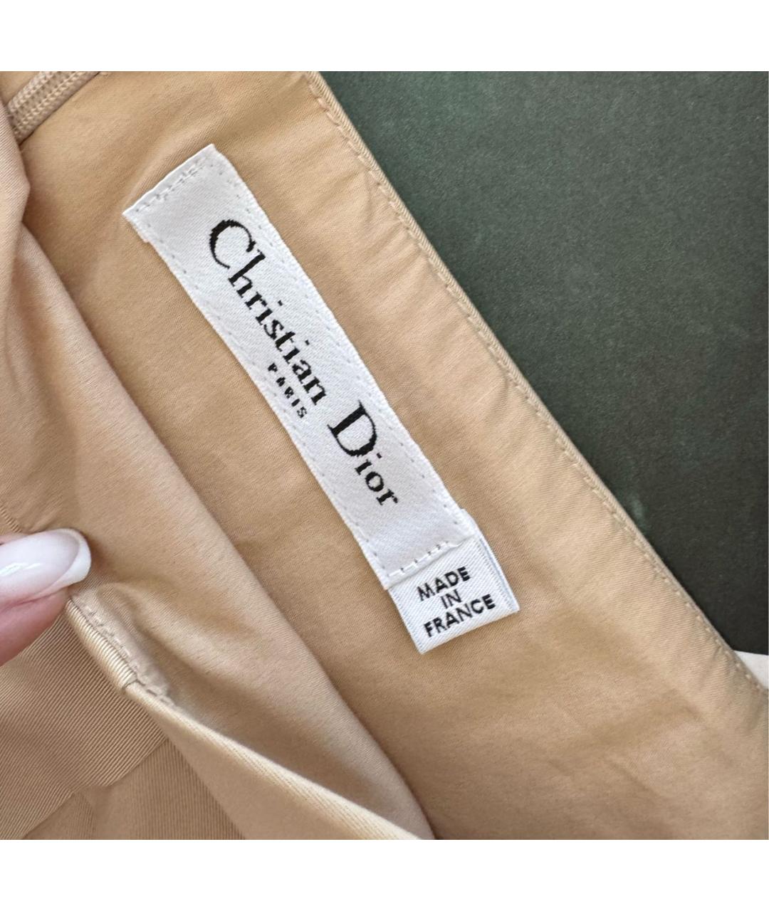 CHRISTIAN DIOR Бежевое хлопко-эластановое повседневное платье, фото 6
