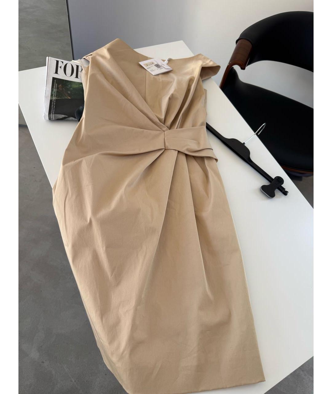 CHRISTIAN DIOR Бежевое хлопко-эластановое повседневное платье, фото 4