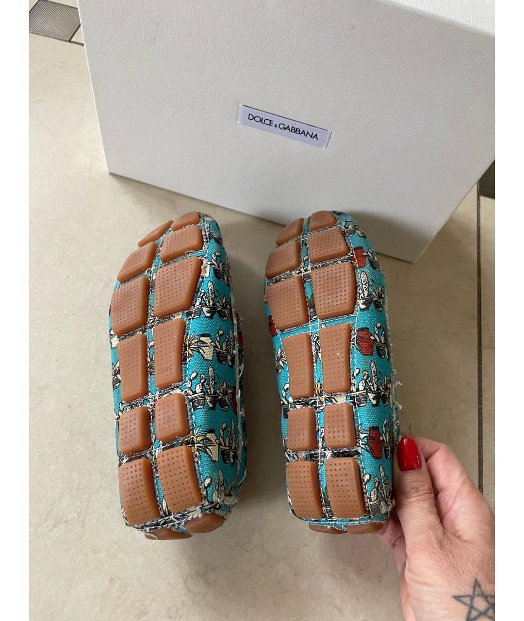 DOLCE&GABBANA Бирюзовые лоферы/мокасины, фото 4