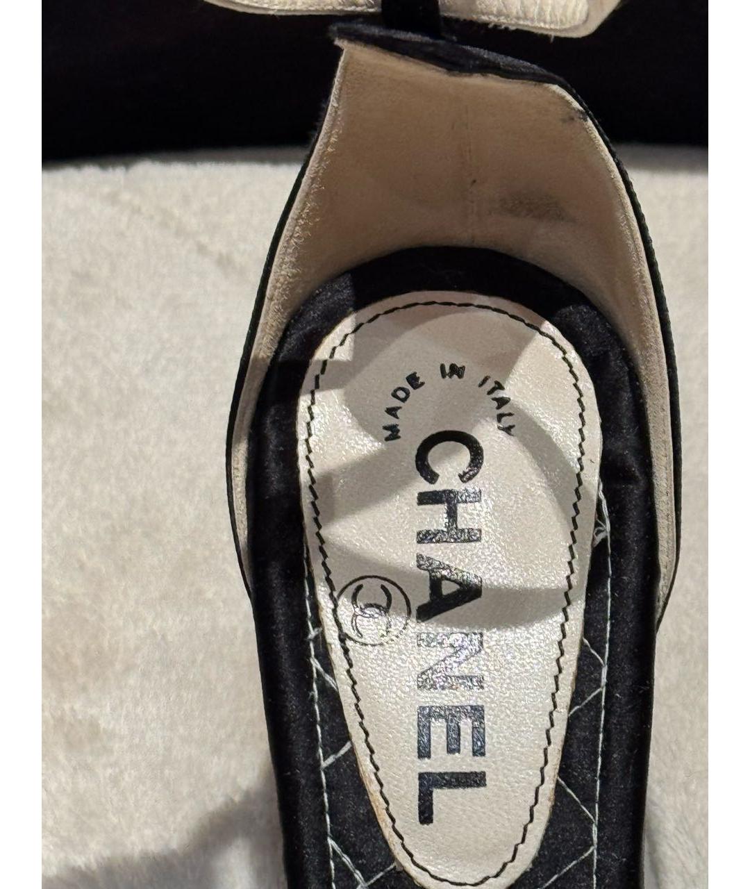 CHANEL Черные текстильные босоножки, фото 6