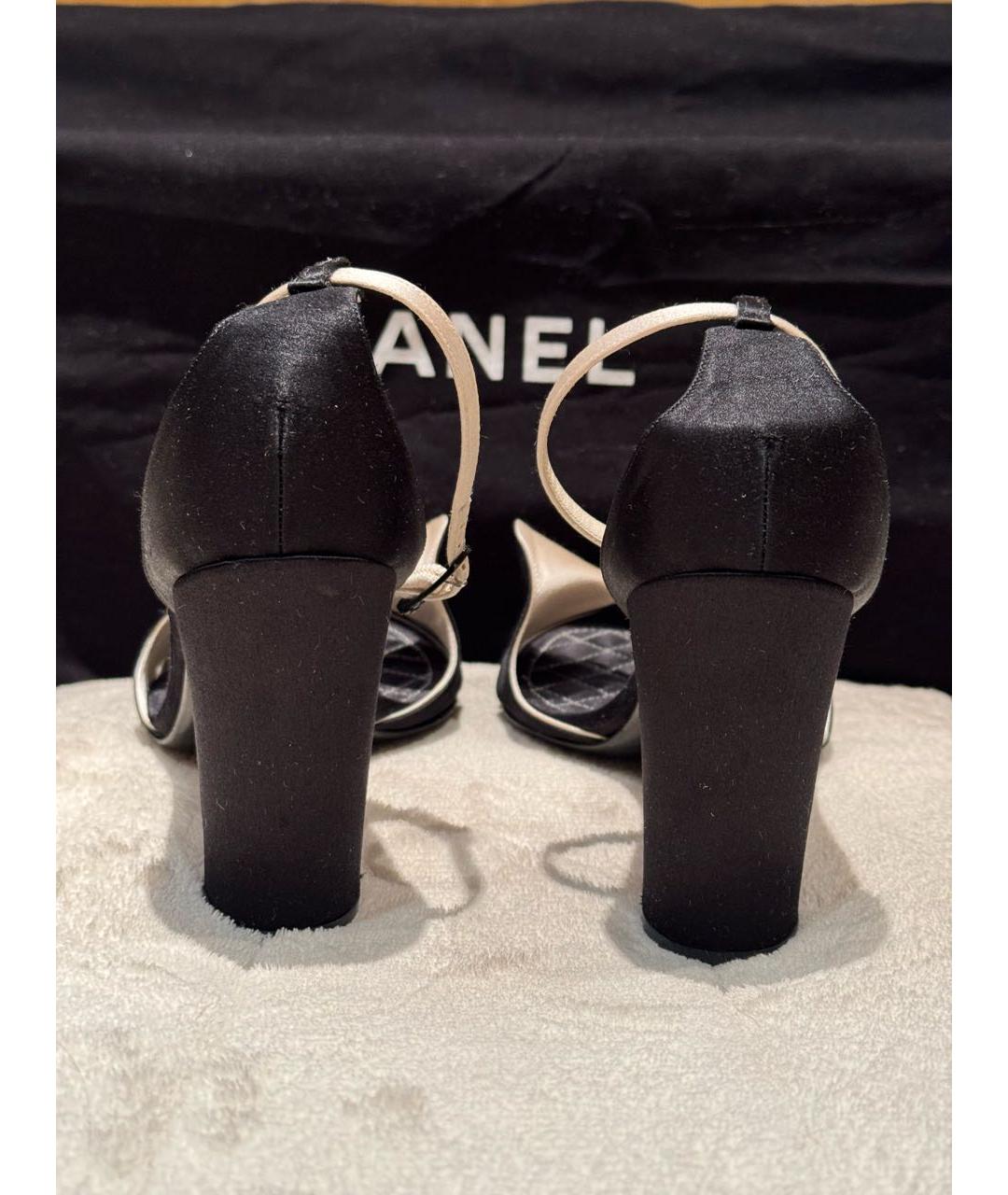 CHANEL Черные текстильные босоножки, фото 4