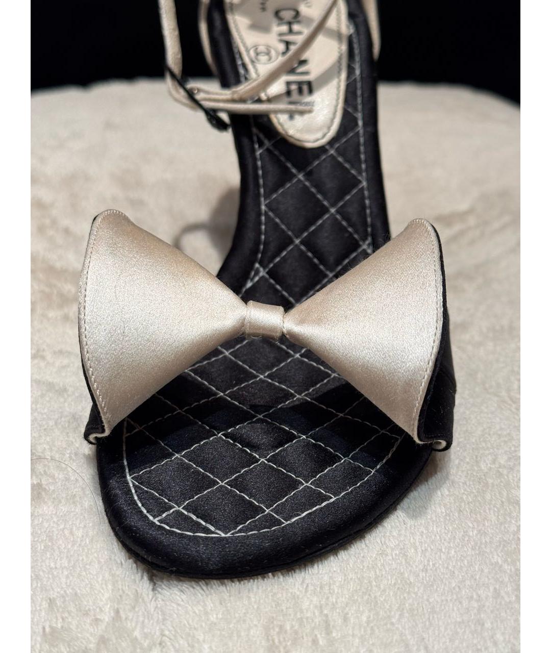 CHANEL Черные текстильные босоножки, фото 7