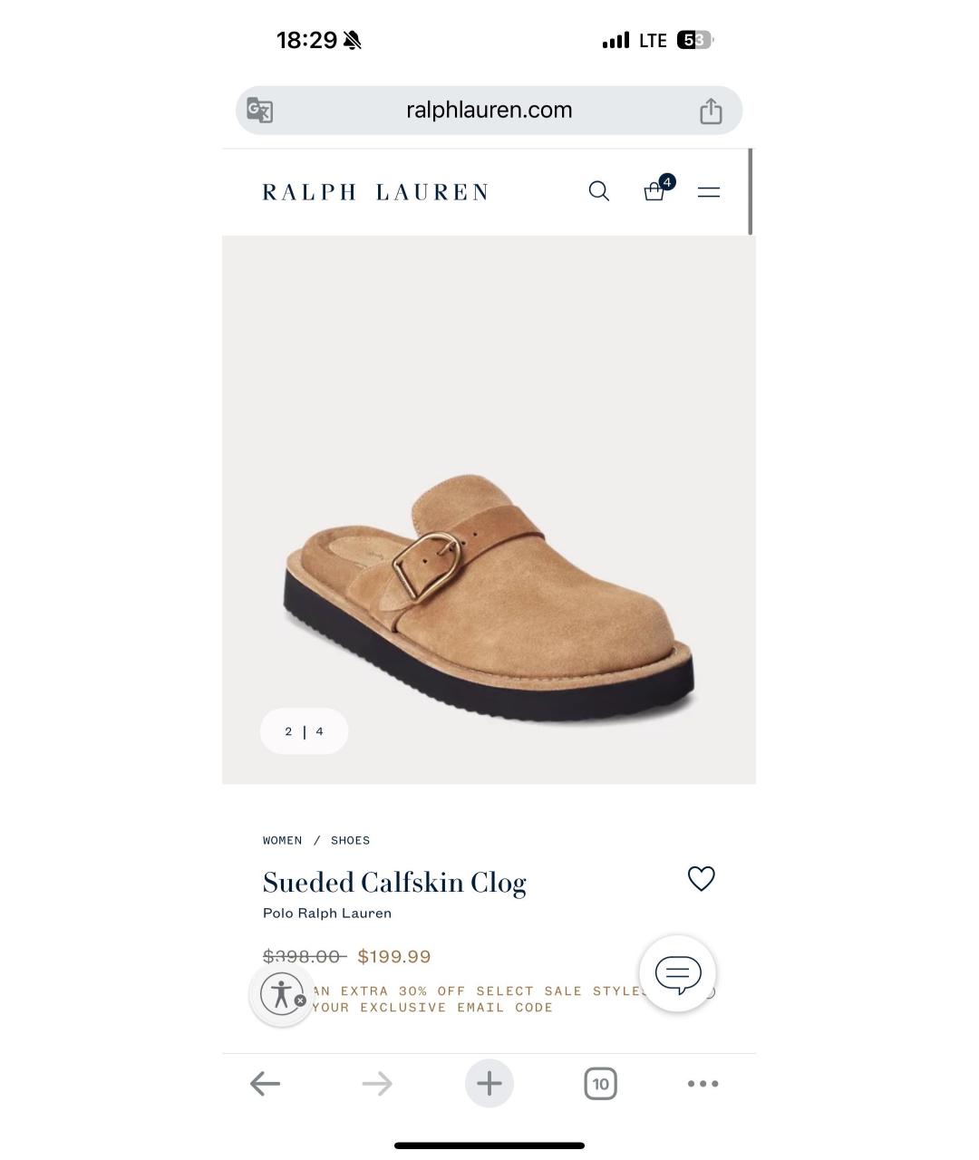 RALPH LAUREN Коричневые замшевые сабо, фото 3