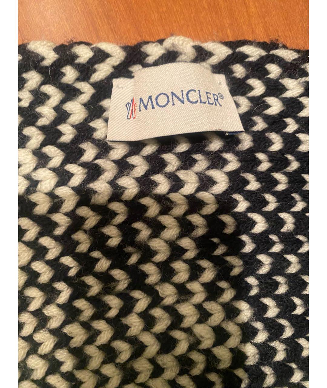 MONCLER Темно-синий шерстяной шарф, фото 3