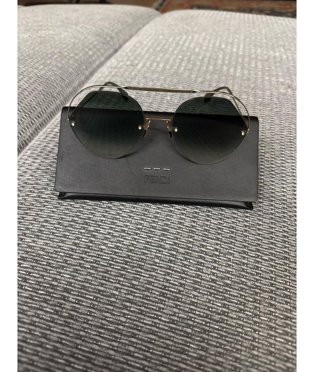 FENDI Антрацитовые металлические солнцезащитные очки, фото 4