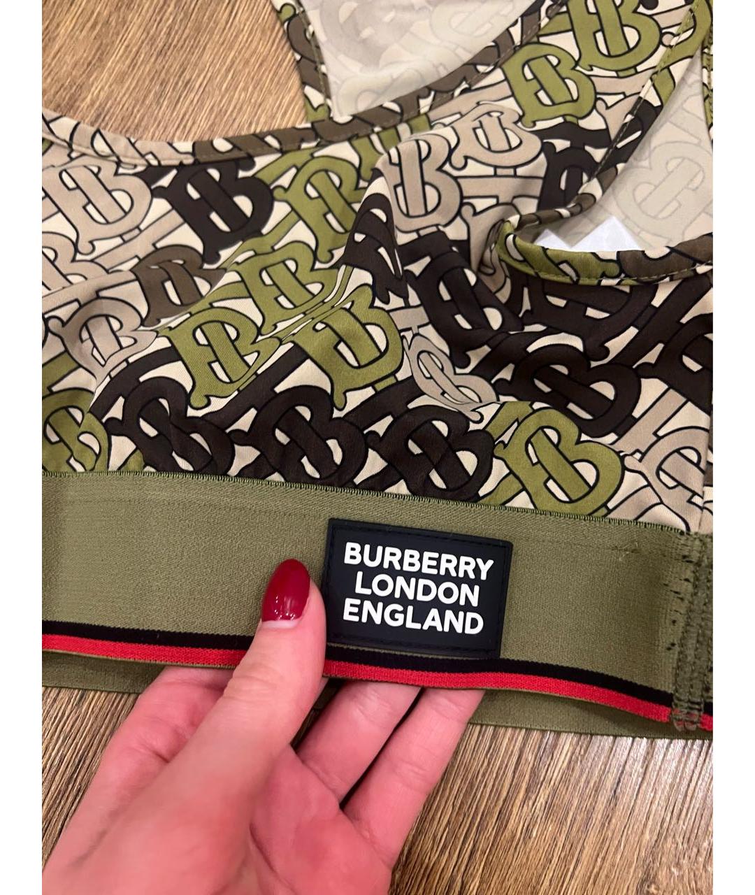 BURBERRY Зеленая хлопко-эластановая майка, фото 3