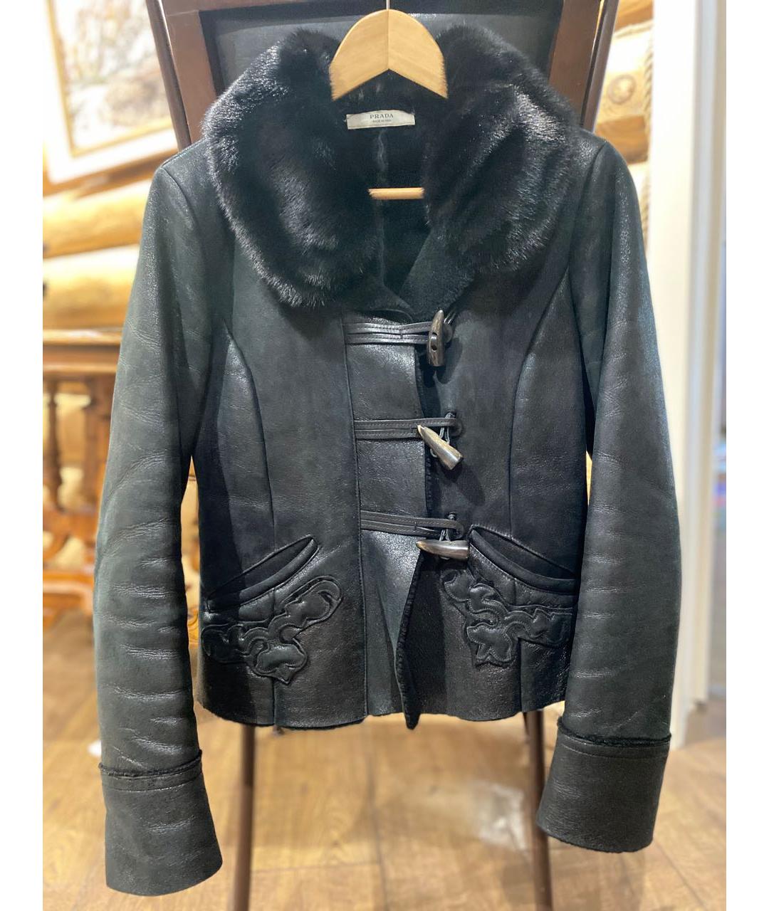 PRADA Черная кожаная дубленка, фото 6