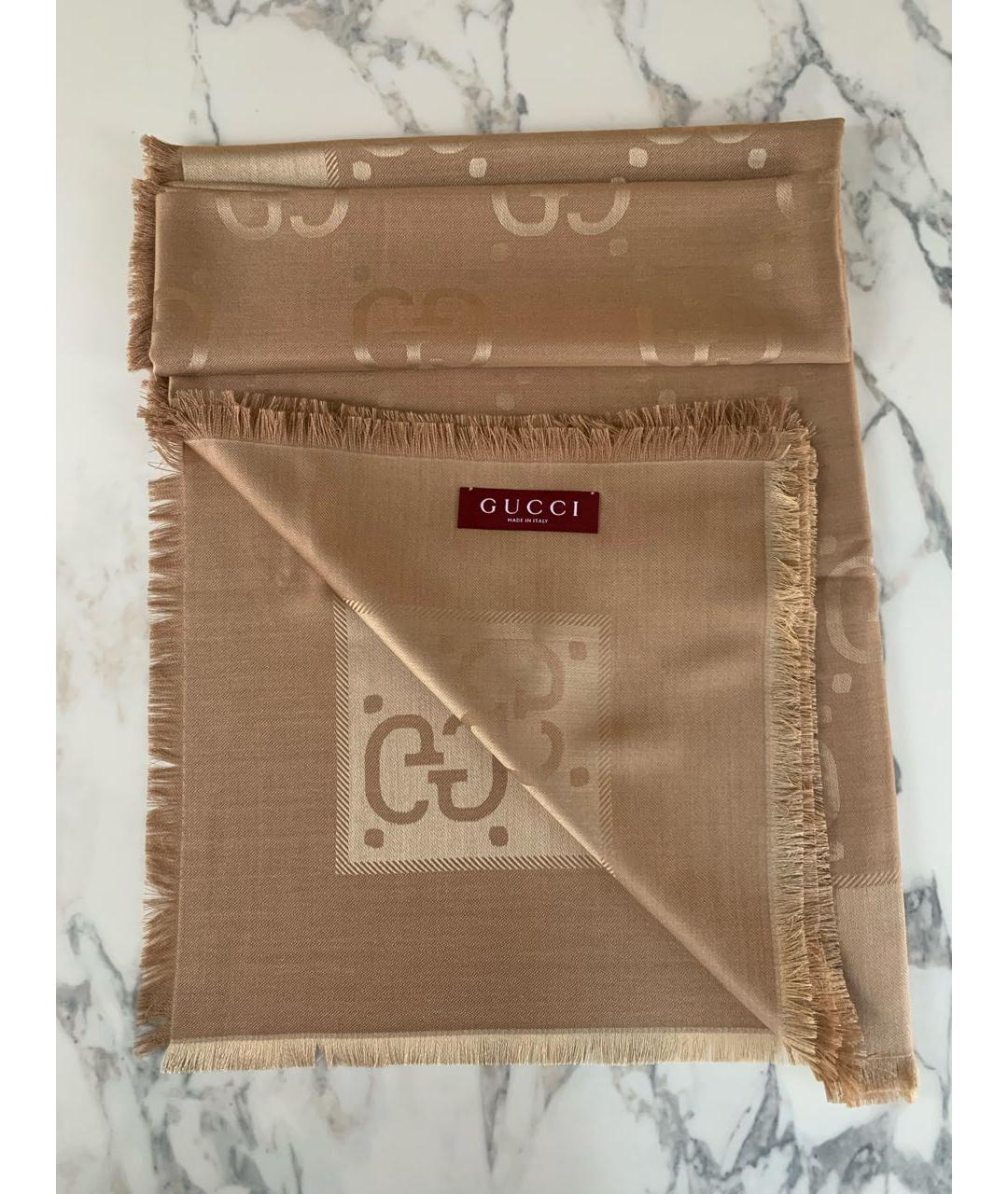GUCCI Бежевый платок, фото 10