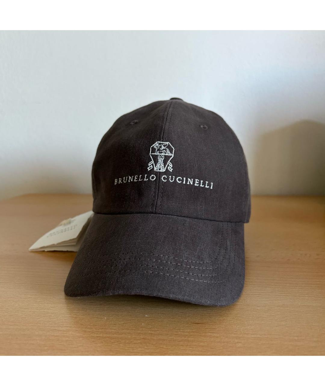 BRUNELLO CUCINELLI Коричневая льняная кепка/бейсболка, фото 2