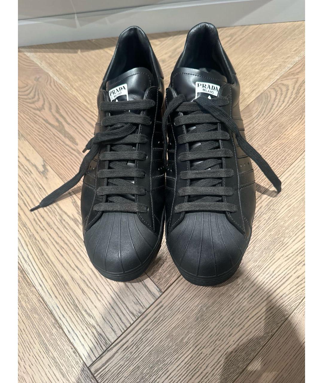 ADIDAS Черные низкие кроссовки / кеды из искусственной кожи, фото 2