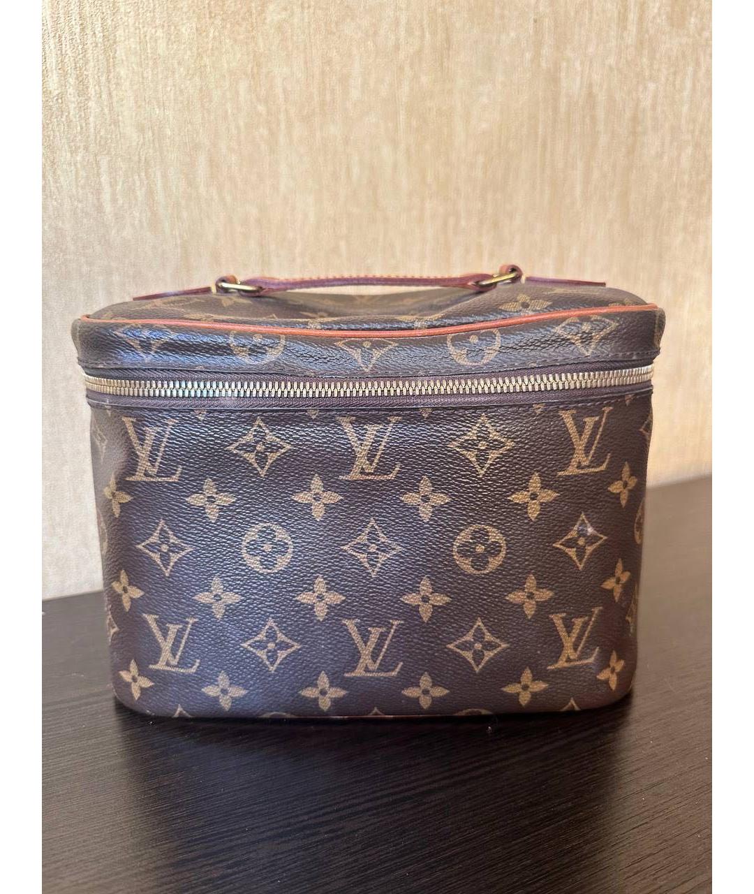 LOUIS VUITTON Коричневая кожаная косметичка, фото 8
