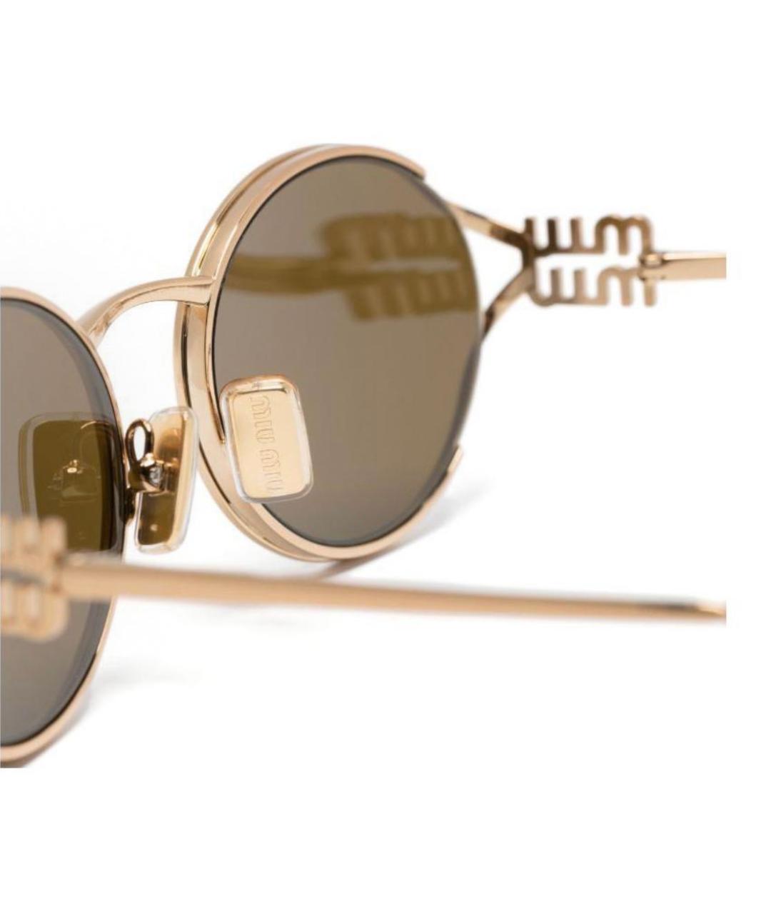 MIU MIU Коричневые металлические солнцезащитные очки, фото 4