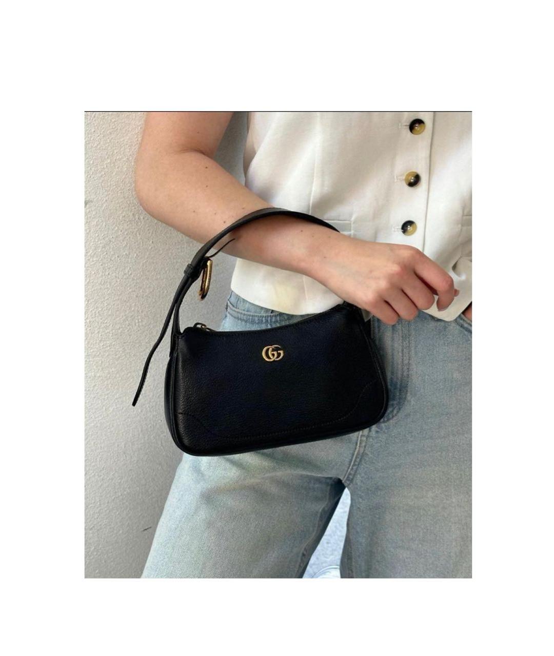 GUCCI Черная кожаная сумка с короткими ручками, фото 4