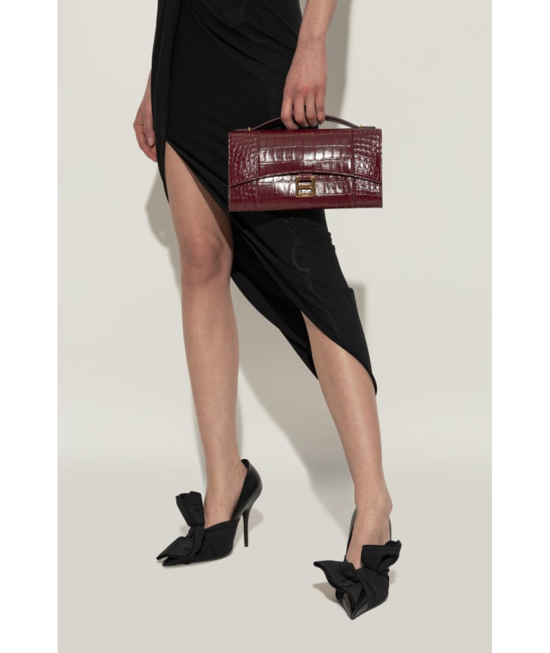 BALENCIAGA Бордовая кожаная сумка с короткими ручками, фото 5