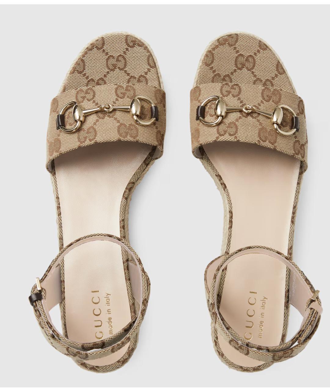 GUCCI Бежевые босоножки, фото 3