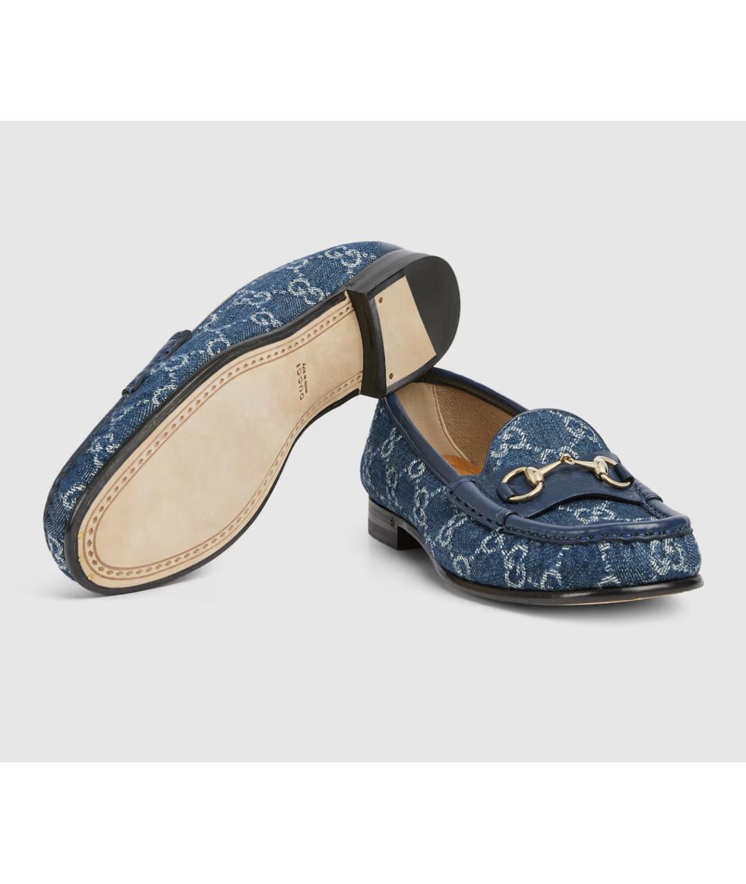 GUCCI Синие текстильные лоферы, фото 4