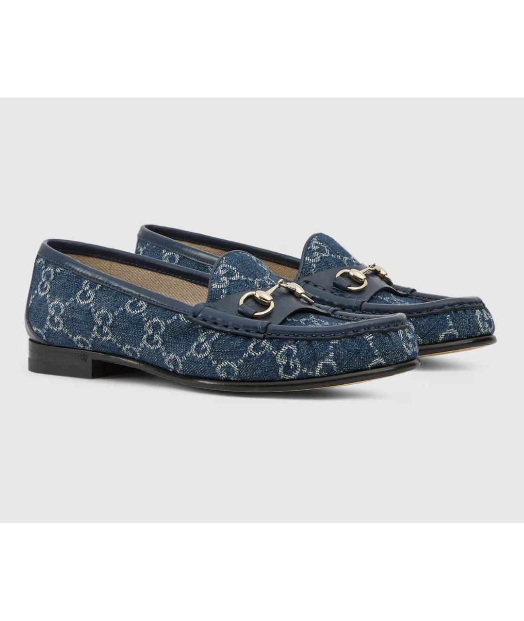 GUCCI Синие текстильные лоферы, фото 2