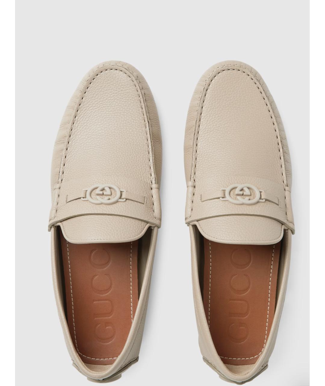 GUCCI Бежевые кожаные мокасины, фото 3