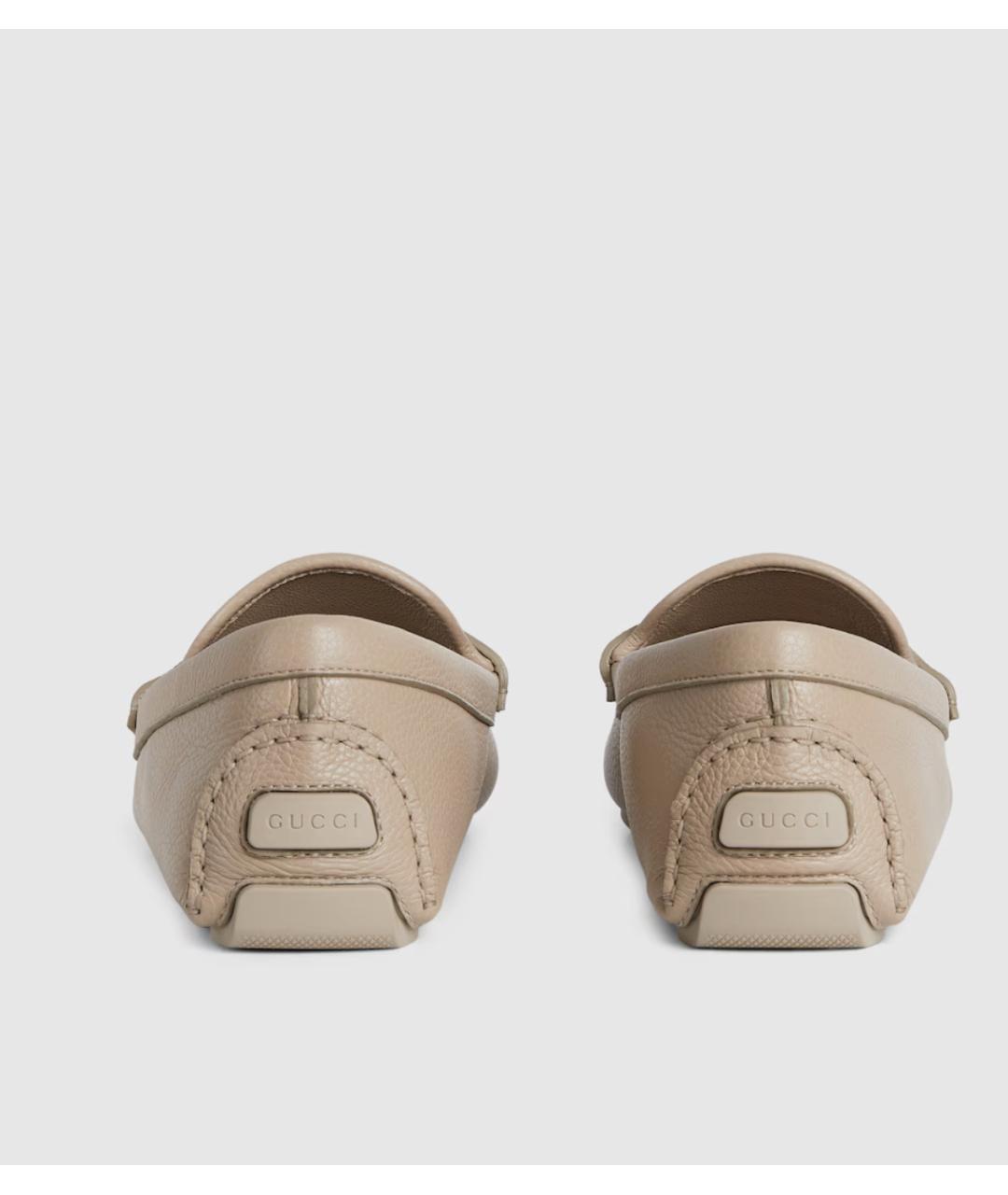 GUCCI Бежевые кожаные мокасины, фото 2