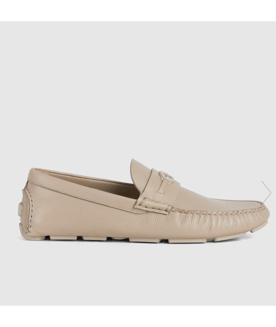 GUCCI Бежевые кожаные мокасины, фото 5