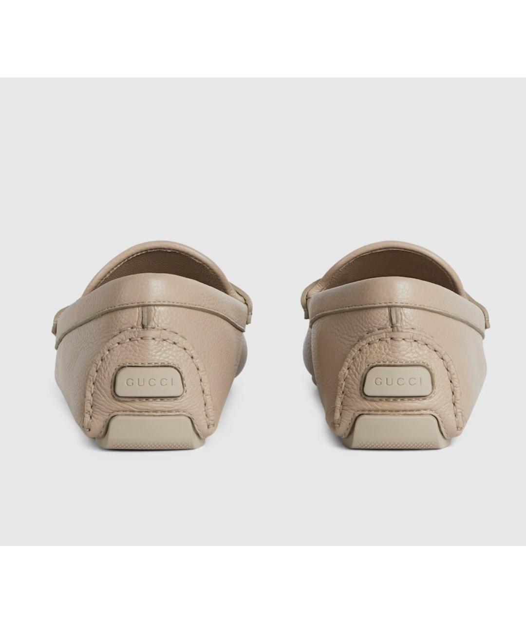 GUCCI Бежевые кожаные мокасины, фото 3