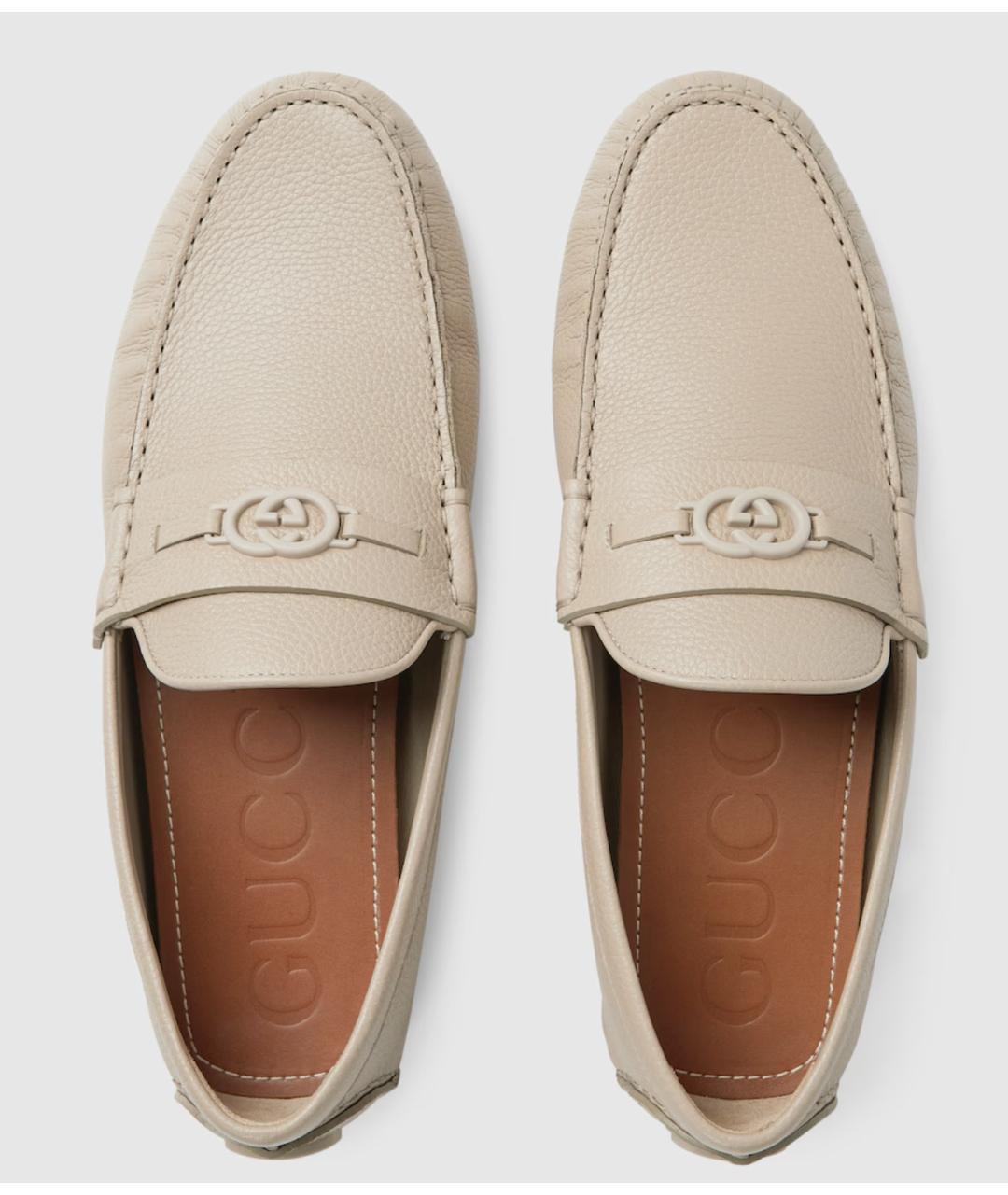 GUCCI Бежевые кожаные мокасины, фото 4