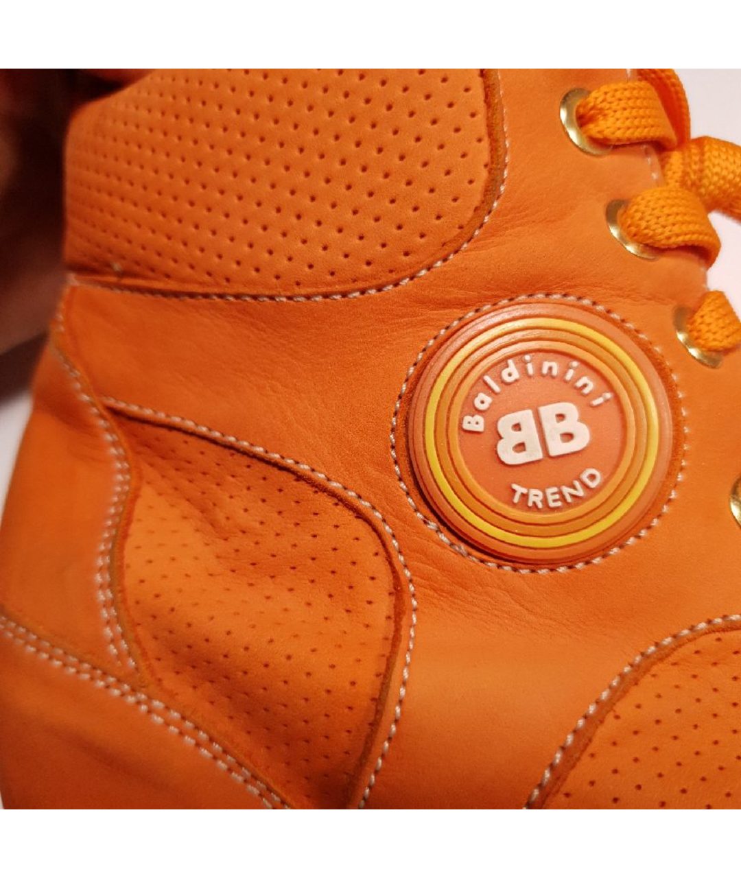 BALDININI Оранжевое нубуковые кроссовки, фото 5