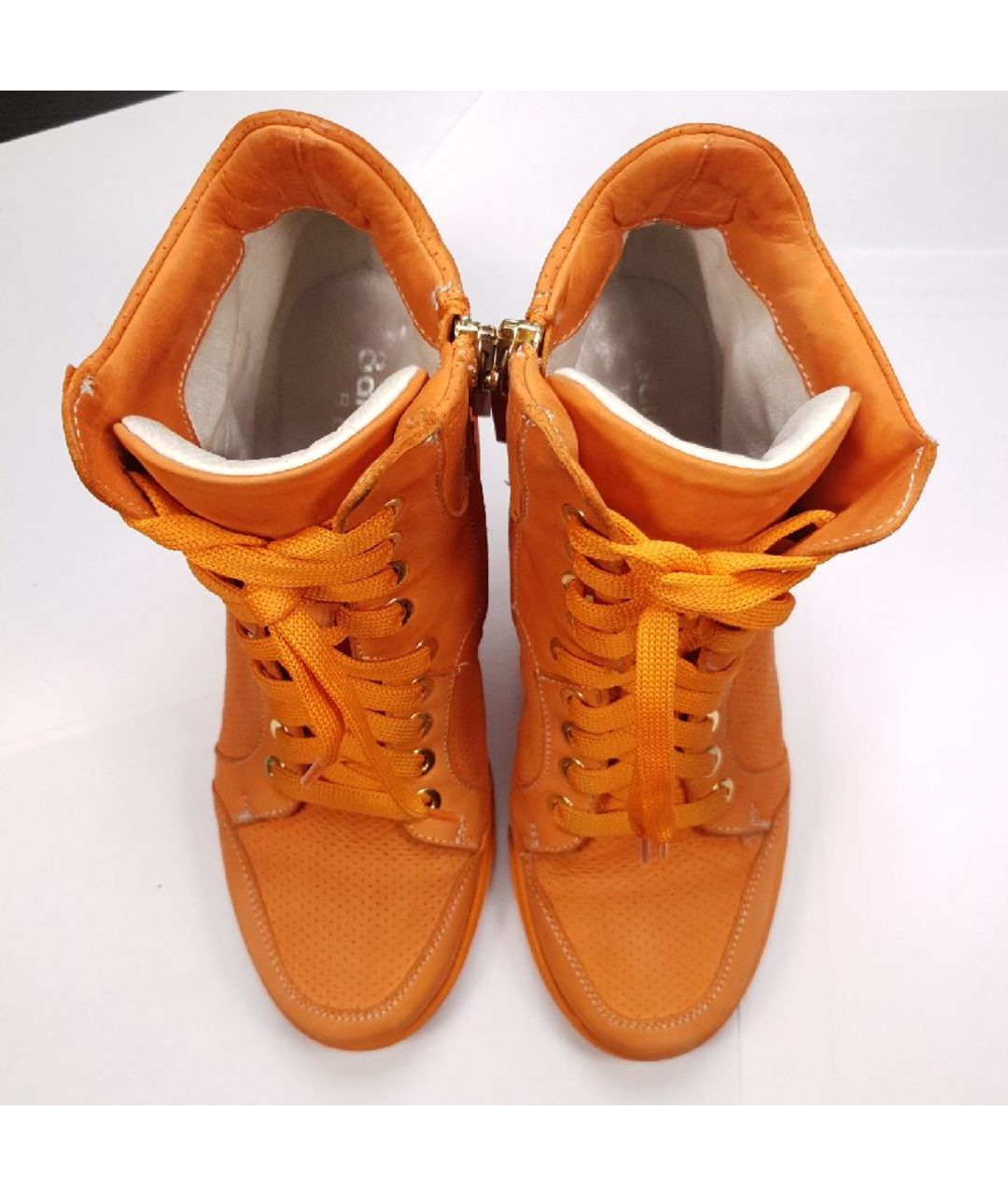 BALDININI Оранжевое нубуковые кроссовки, фото 3