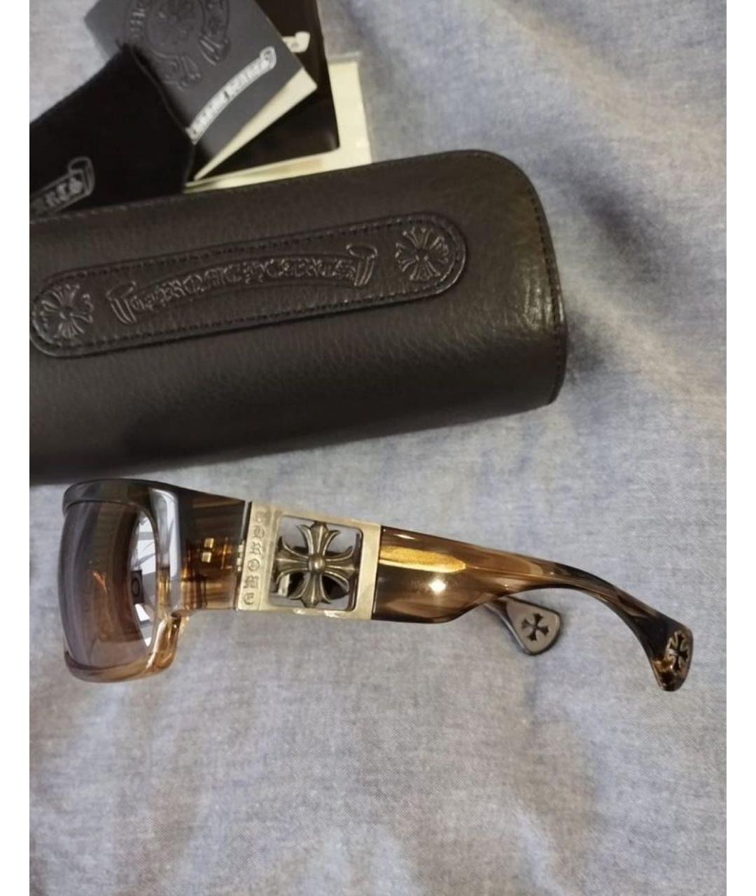 CHROME HEARTS Коричневые пластиковые солнцезащитные очки, фото 4