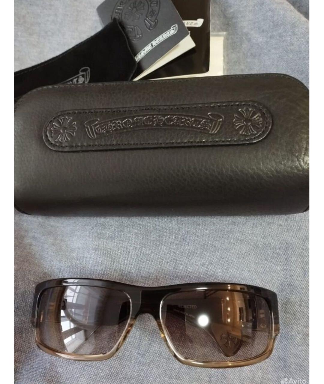 CHROME HEARTS Коричневые пластиковые солнцезащитные очки, фото 9