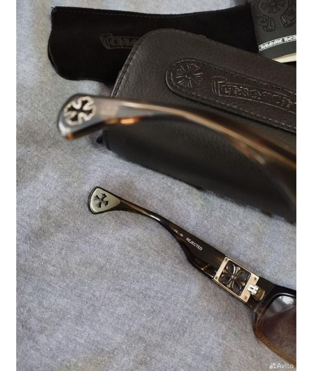 CHROME HEARTS Коричневые пластиковые солнцезащитные очки, фото 3